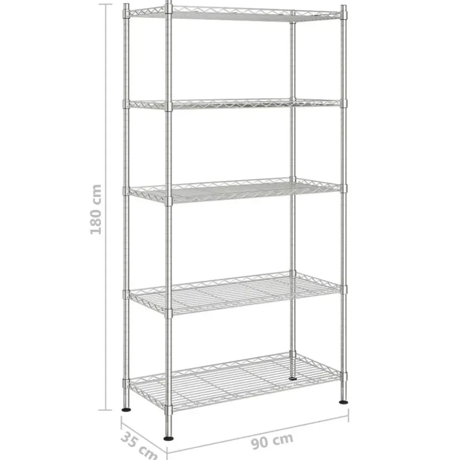 vidaXL - Opbergrek 5-laags 250 kg 90x35x180 cm chroomkleurig opslagrek