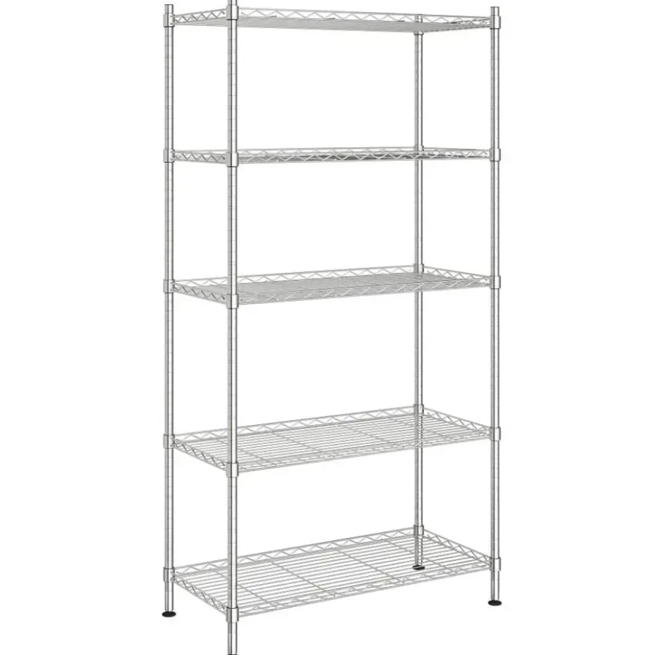 vidaXL - Opbergrek 5-laags 250 kg 90x35x180 cm chroomkleurig opslagrek