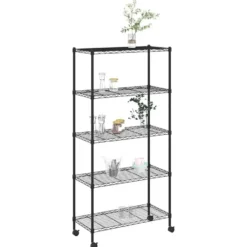 vidaXL - Opbergrek 5-laags met wielen 250 kg 75x35x155 cm zwart