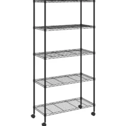 vidaXL - Opbergrek 5-laags met wielen 250 kg 75x35x155 cm zwart