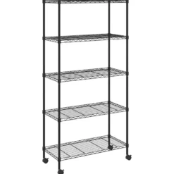 vidaXL - Opbergrek 5-laags met wielen 250 kg 75x35x155 cm zwart
