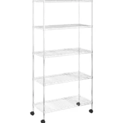 vidaXL - Opbergrek 5-laags met wielen 250 kg 75x35x155 cm chroomkleurig