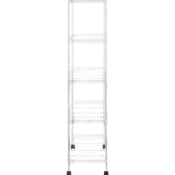 vidaXL - Opbergrek 5-laags met wielen 250 kg 75x35x155 cm chroomkleurig