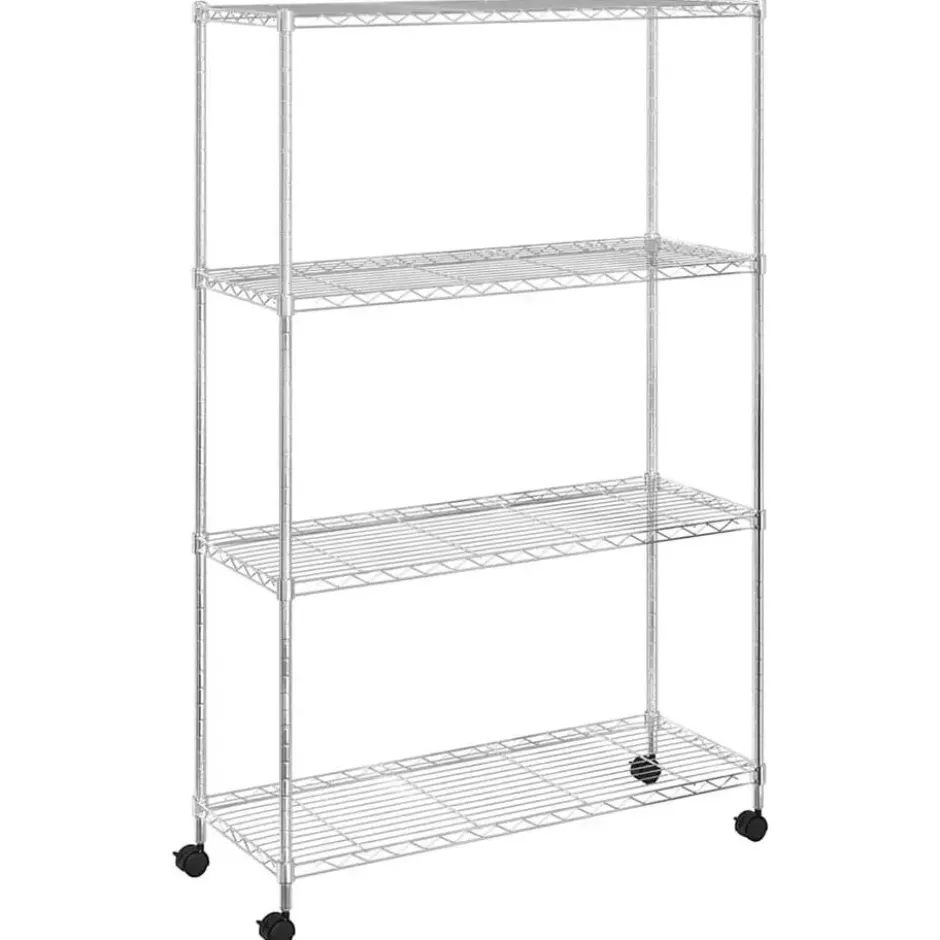 vidaXL - Opbergrek 4-laags met wielen 200 kg 90x35x142 cm zwart