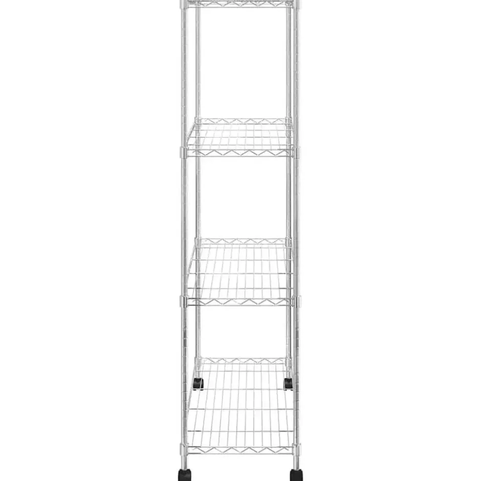 vidaXL - Opbergrek 4-laags met wielen 200 kg 90x35x142 cm zwart