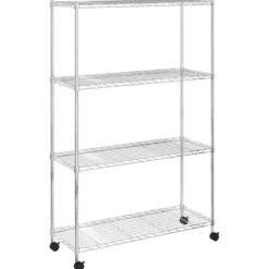 vidaXL - Opbergrek 4-laags met wielen 200 kg 90x35x142 cm zwart