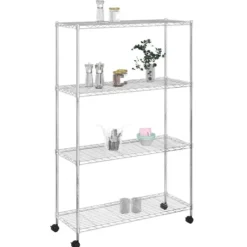 vidaXL - Opbergrek 4-laags met wielen 200 kg 90x35x142 cm zwart