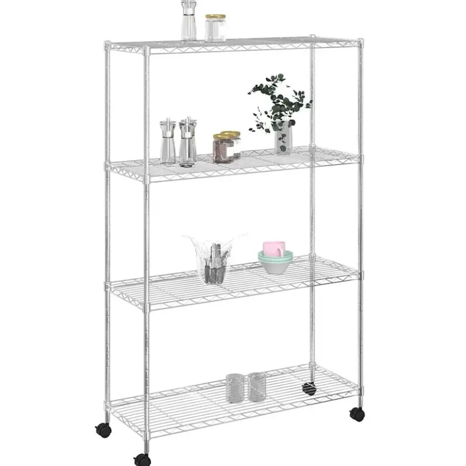 vidaXL - Opbergrek 4-laags met wielen 200 kg 90x35x142 cm zwart