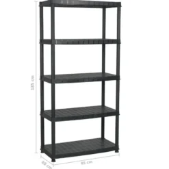 vidaXL - Opbergrek 5-laags 85x40x185 cm kunststof zwart
