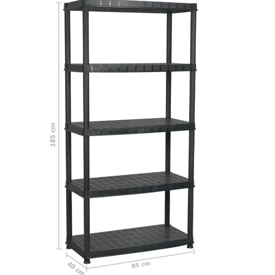 vidaXL - Opbergrek 5-laags 85x40x185 cm kunststof zwart