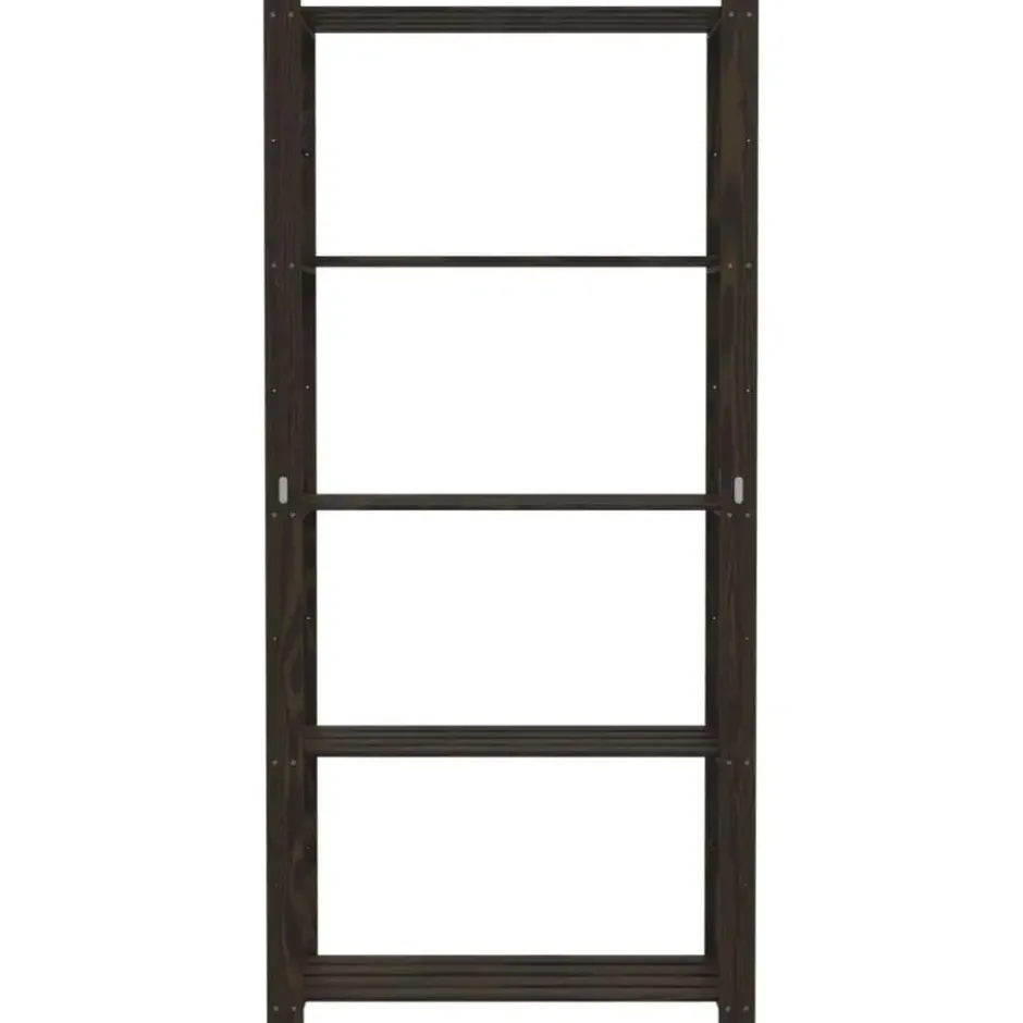 vidaXL - Opbergrek 5-laags 80x38x170 cm massief grenenhout zwart opbergmeubel
