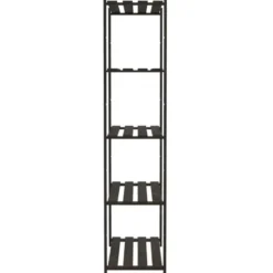 vidaXL - Opbergrek 5-laags 80x38x170 cm massief grenenhout zwart opbergmeubel