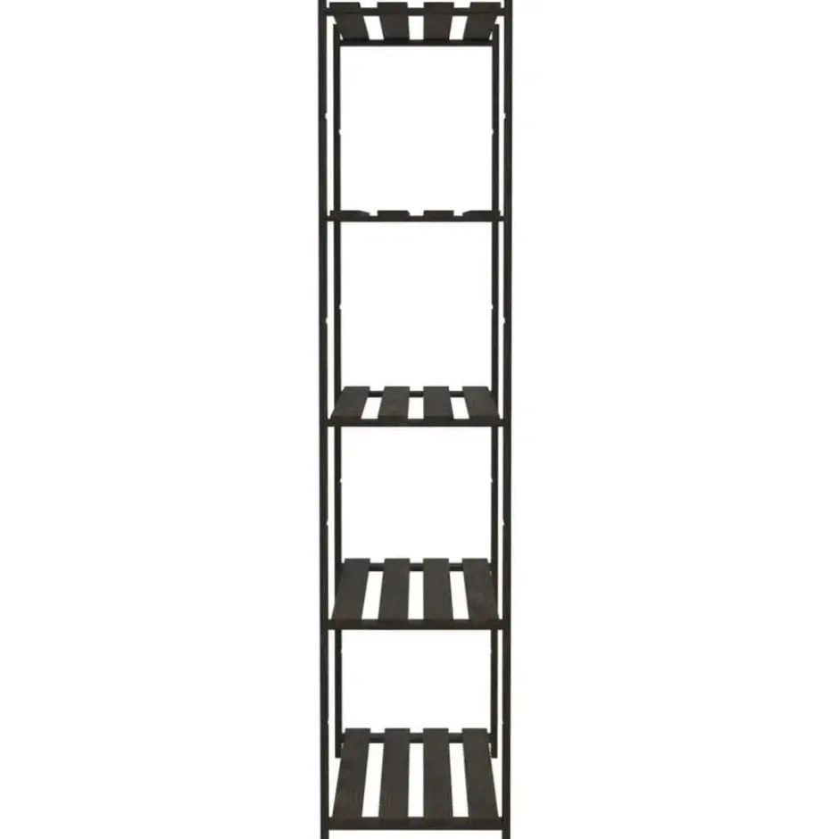 vidaXL - Opbergrek 5-laags 80x38x170 cm massief grenenhout zwart opbergmeubel