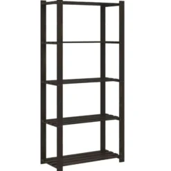 vidaXL - Opbergrek 5-laags 80x38x170 cm massief grenenhout zwart opbergmeubel