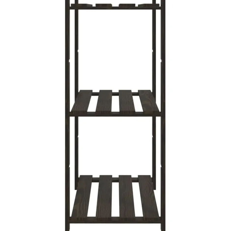 vidaXL - Opbergrek 3-laags 80x38x90 cm massief grenenhout zwart opbergmeubel