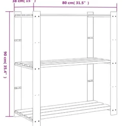 vidaXL - Opbergrek 3-laags 80x38x90 cm massief grenenhout zwart opbergmeubel