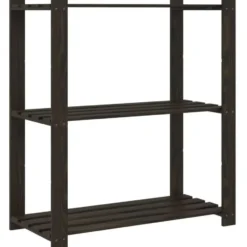 vidaXL - Opbergrek 3-laags 80x38x90 cm massief grenenhout zwart opbergmeubel