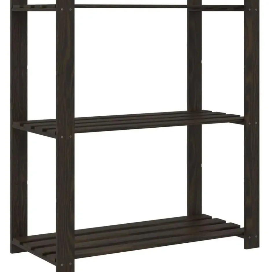 vidaXL - Opbergrek 3-laags 80x38x90 cm massief grenenhout zwart opbergmeubel