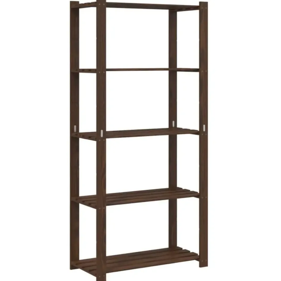 vidaXL - Opbergrek 5-laags 80x38x170 cm massief grenenhout bruin opbergmeubel