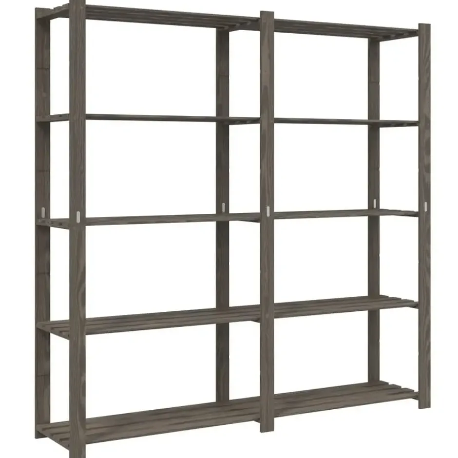vidaXL - Opbergrek 5-laags 170x38x170 cm massief grenenhout grijs opbergmeubel
