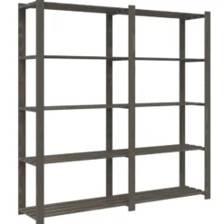 vidaXL - Opbergrek 5-laags 170x38x170 cm massief grenenhout grijs opbergmeubel