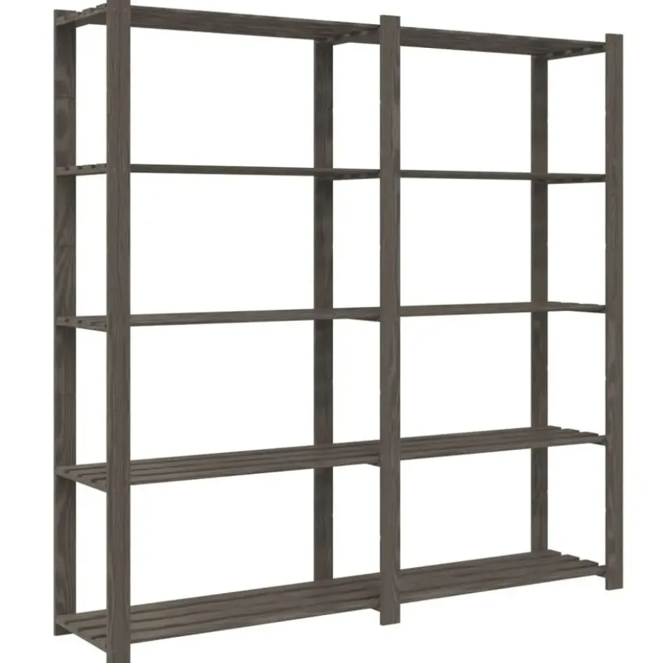 vidaXL - Opbergrek 5-laags 170x38x170 cm massief grenenhout grijs opbergmeubel