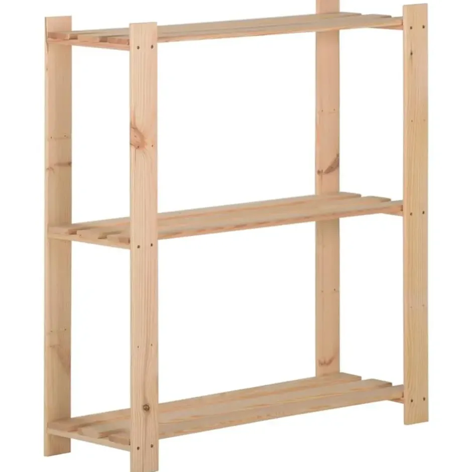 vidaXL - Opbergrek 3-laags 80x28,5x90 cm massief grenenhout