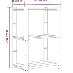 vidaXL - Opbergrek 3-laags 60x38x90 cm massief grenenhout zwart opbergmeubel