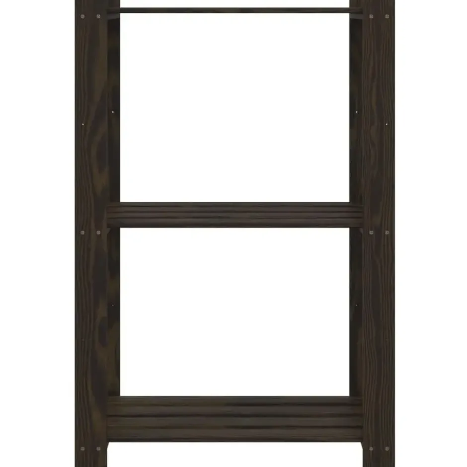 vidaXL - Opbergrek 3-laags 60x38x90 cm massief grenenhout zwart opbergmeubel