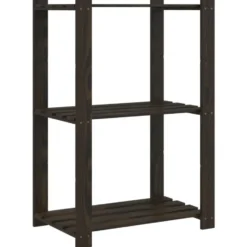vidaXL - Opbergrek 3-laags 60x38x90 cm massief grenenhout zwart opbergmeubel