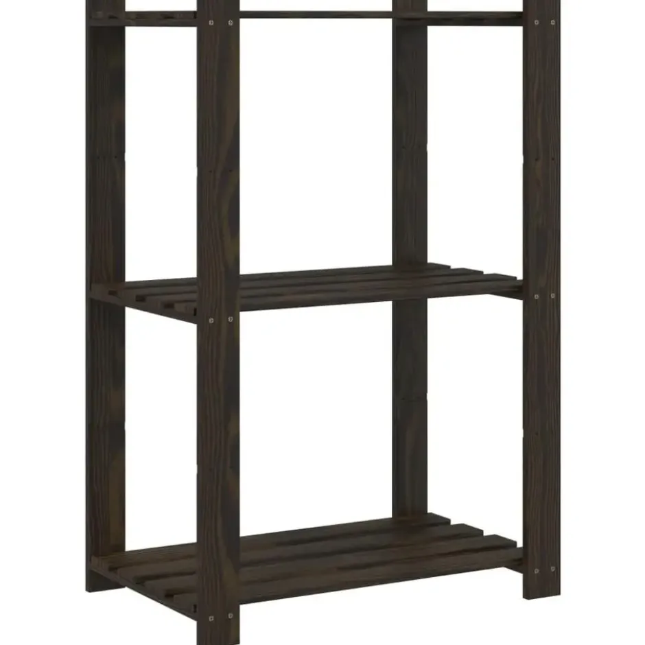 vidaXL - Opbergrek 3-laags 60x38x90 cm massief grenenhout zwart opbergmeubel