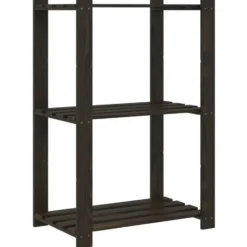 vidaXL - Opbergrek 3-laags 60x38x90 cm massief grenenhout zwart opbergmeubel