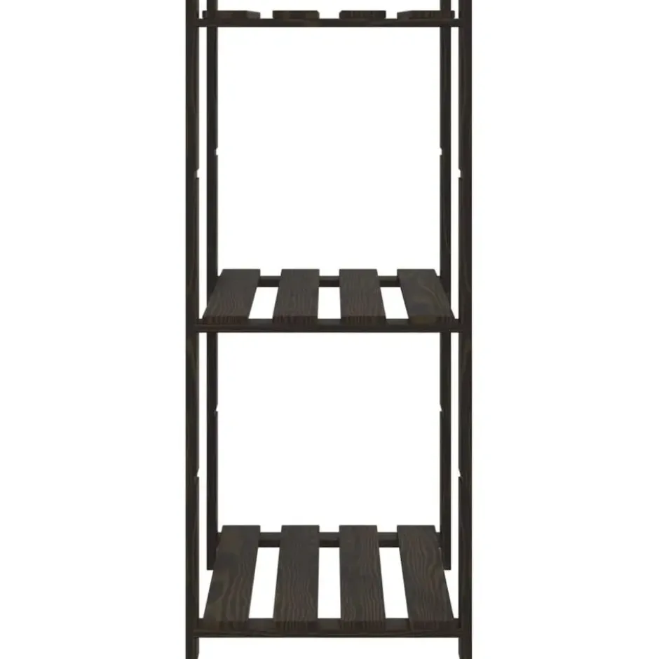 vidaXL - Opbergrek 3-laags 60x38x90 cm massief grenenhout zwart opbergmeubel