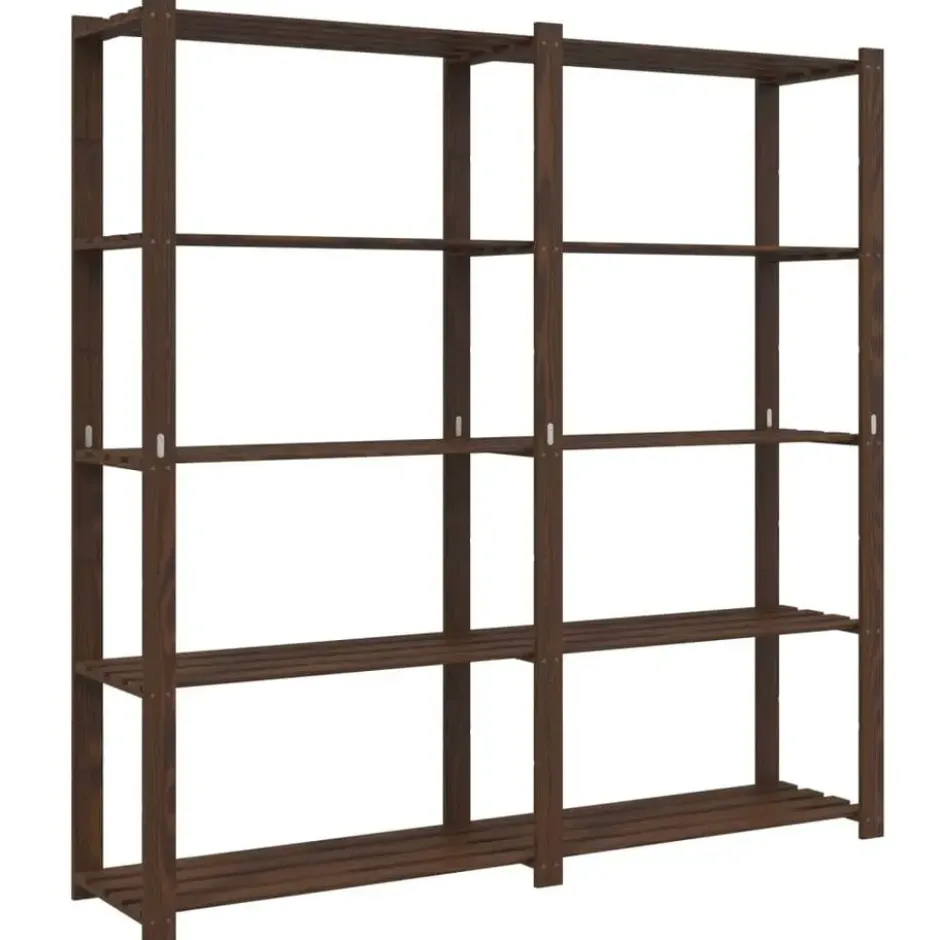 vidaXL - Opbergrek 5-laags 170x38x170 cm massief grenenhout bruin opbergmeubel