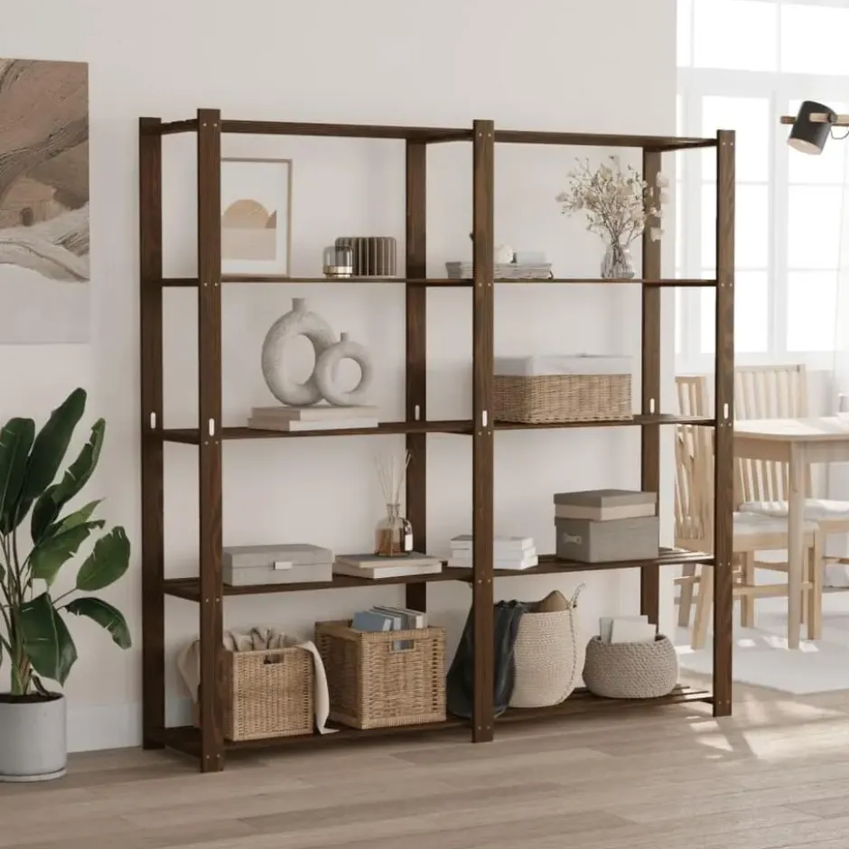 vidaXL - Opbergrek 5-laags 170x38x170 cm massief grenenhout bruin opbergmeubel