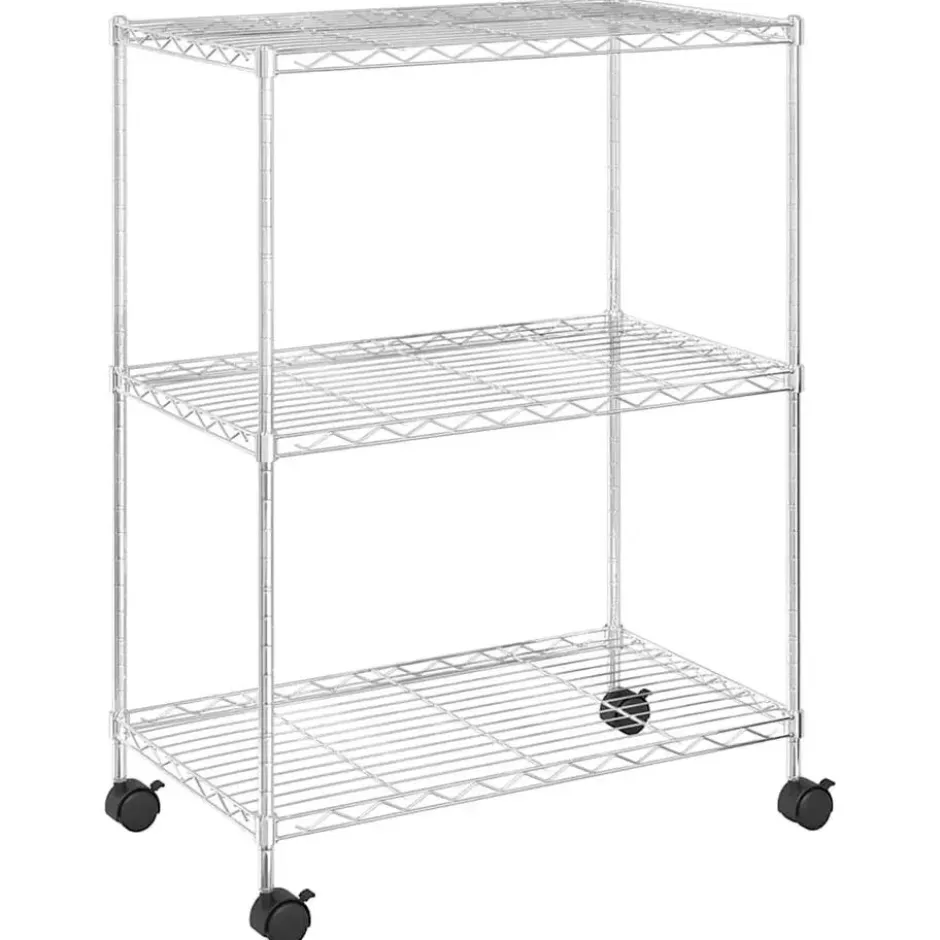vidaXL - Opbergrek met wielen 3-laags 150 kg 60x35x81 cm chroomkleurig