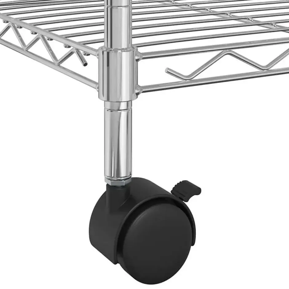 vidaXL - Opbergrek met wielen 3-laags 150 kg 60x35x81 cm chroomkleurig