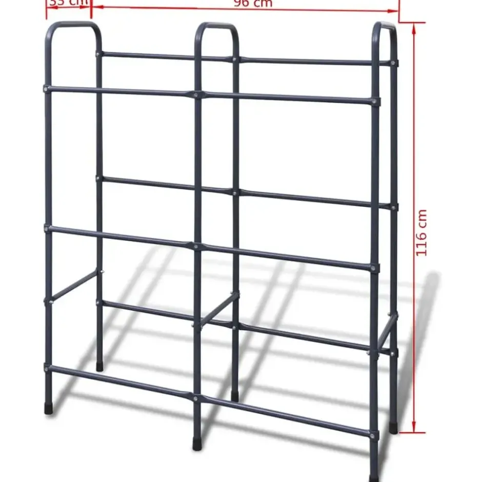 vidaXL - Opbergrek voor 6 kratten - 96x33x116 cm - staal - donkergrijs