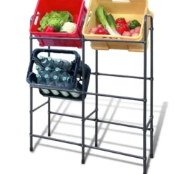 vidaXL - Opbergrek voor 6 kratten - 96x33x116 cm - staal - donkergrijs