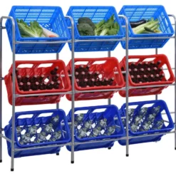 vidaXL - Opbergrek voor 9 kratten 145x33x116 staal zilverkleurig