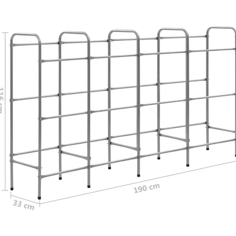 vidaXL - Opbergrek voor 12 kratten 190x33x116 cm staal zilverkleurig