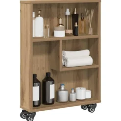 vidaXL - Opbergtrolley smal - Artisanaal eiken - Bewerkt hout - 48x13x68 cm