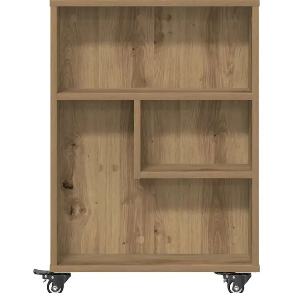 vidaXL - Opbergtrolley smal - Artisanaal eiken - Bewerkt hout - 48x13x68 cm