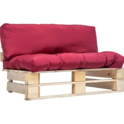 vidaXL - Pallet Bank - Rood - Geïmpregneerd grenenhout