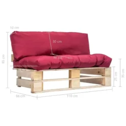 vidaXL - Pallet Bank - Rood - Geïmpregneerd grenenhout