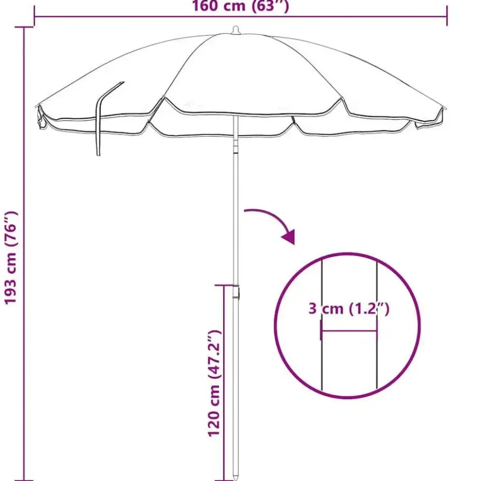 vidaXL - Parasol - Blauw - Stof
