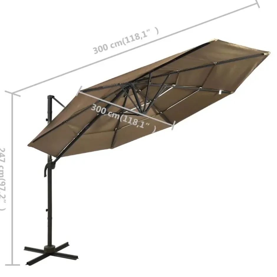 vidaXL - Parasol - Taupe - Polyester