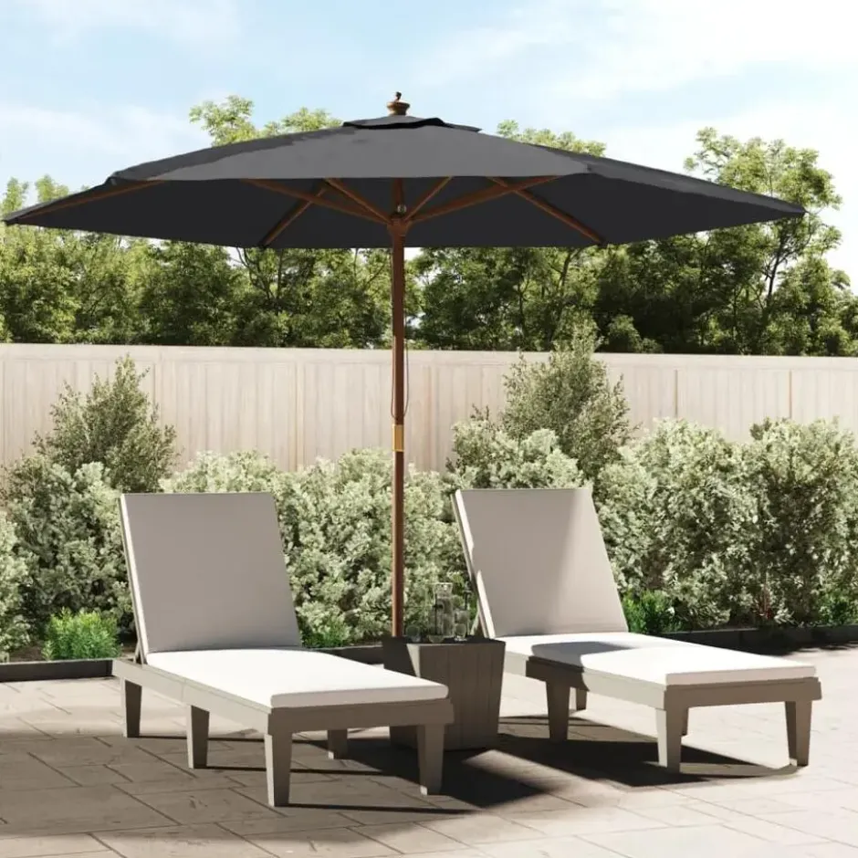 vidaXL - Parasol - Zwart - Hout