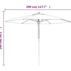 vidaXL - Parasol - Zwart - Hout