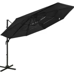 vidaXL - Parasol - Zwart - Polyester